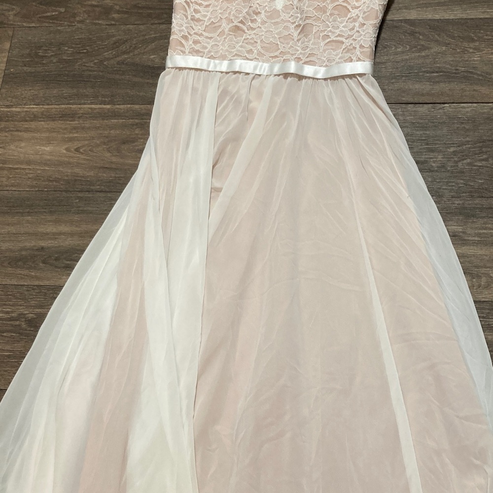 Mori Lee Ivory lace Corset Empire Waist simple elegant boho Wedding Gown Size 12 - Picture 3 of 16
